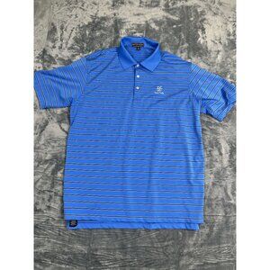 Peter Millar Summer Comfort East Lake Blue Striped Polo Shirt XL